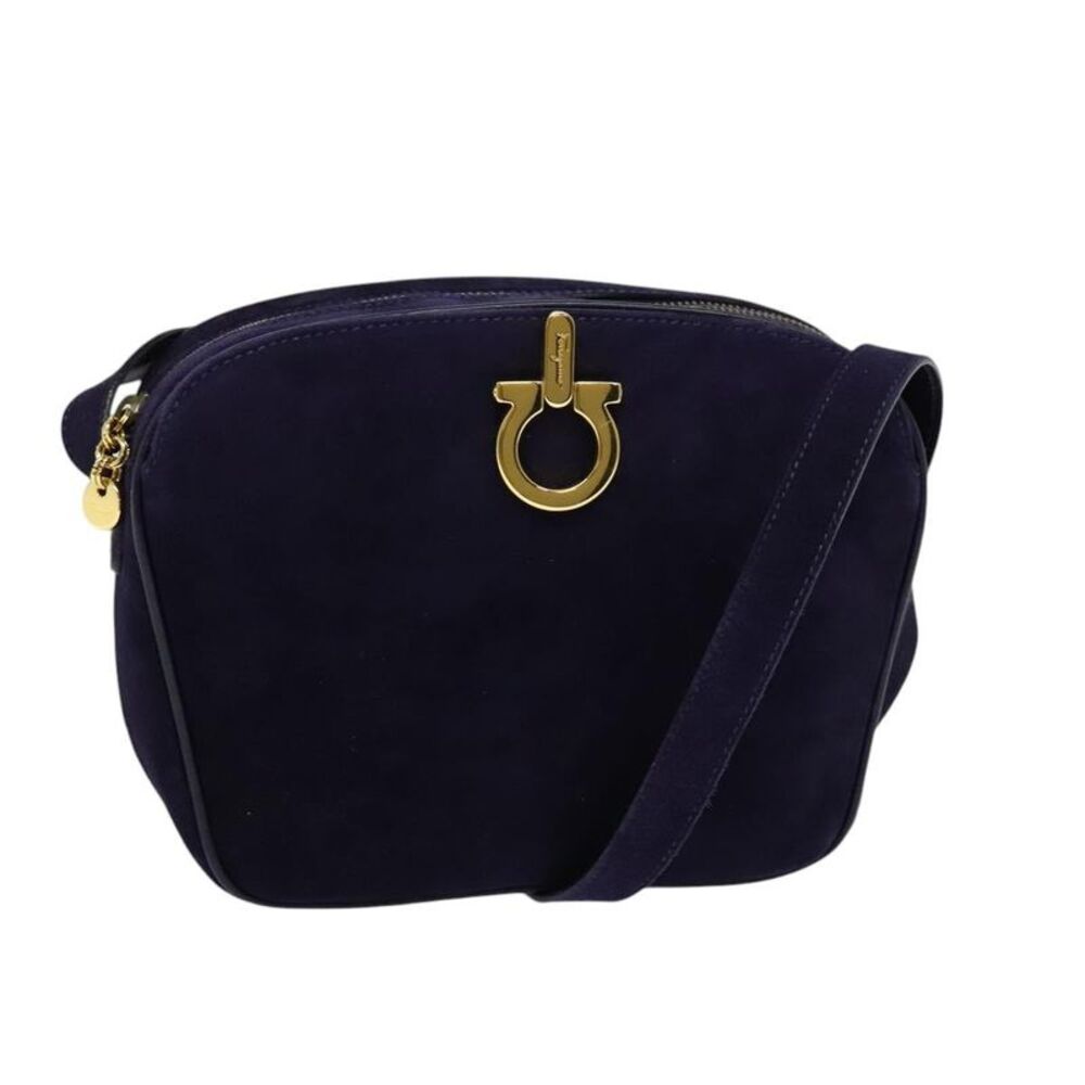 Salvatore Ferragamo Gancini Suede Purple Suede Shoulder Bag Bag - Picture 15 of 16